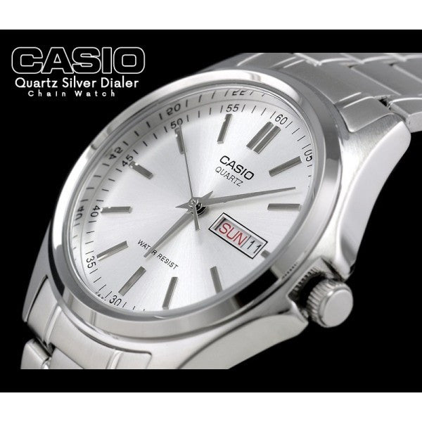 Casio Quartz Silver Dialer Chain Watch