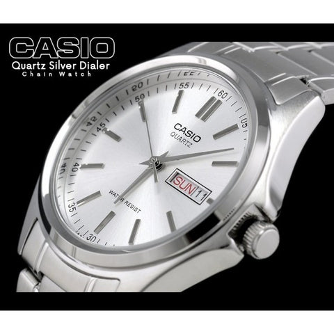 Casio Quartz Silver Dialer Chain Watch