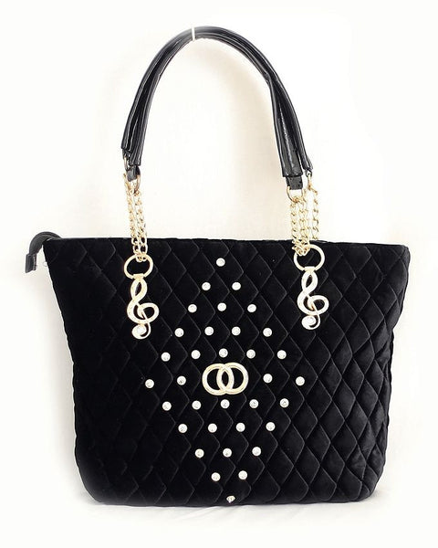 Aunly Black Velvet Handbag For Women